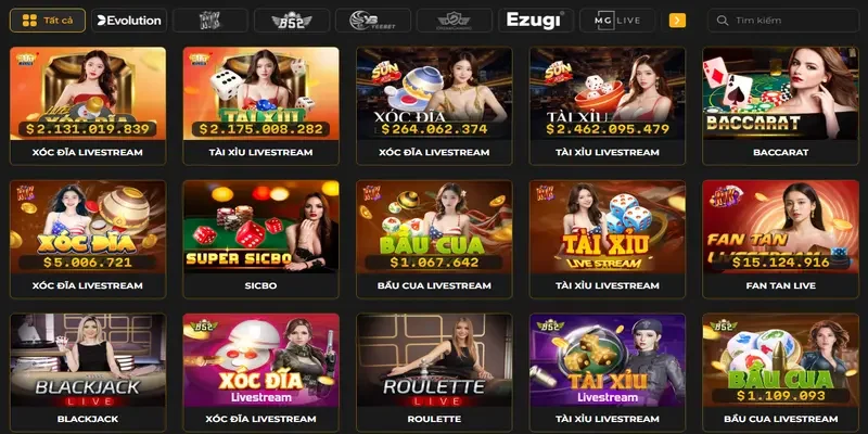 Casino online c&ugrave;ng nhiều sảnh chơi chất lượng